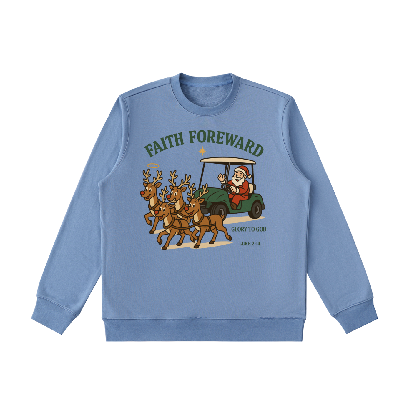 Reindeer Cart Pull | Men's Christian Crewneck