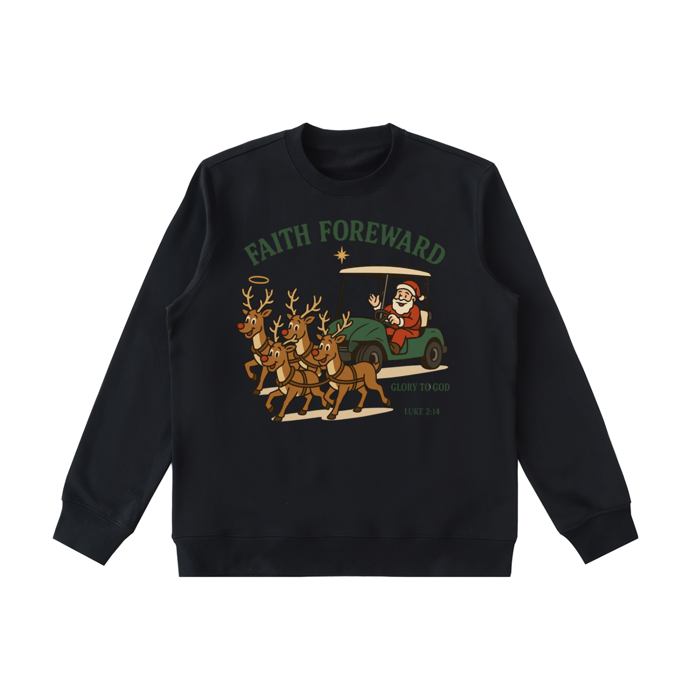 Reindeer Cart Pull | Men's Christian Crewneck