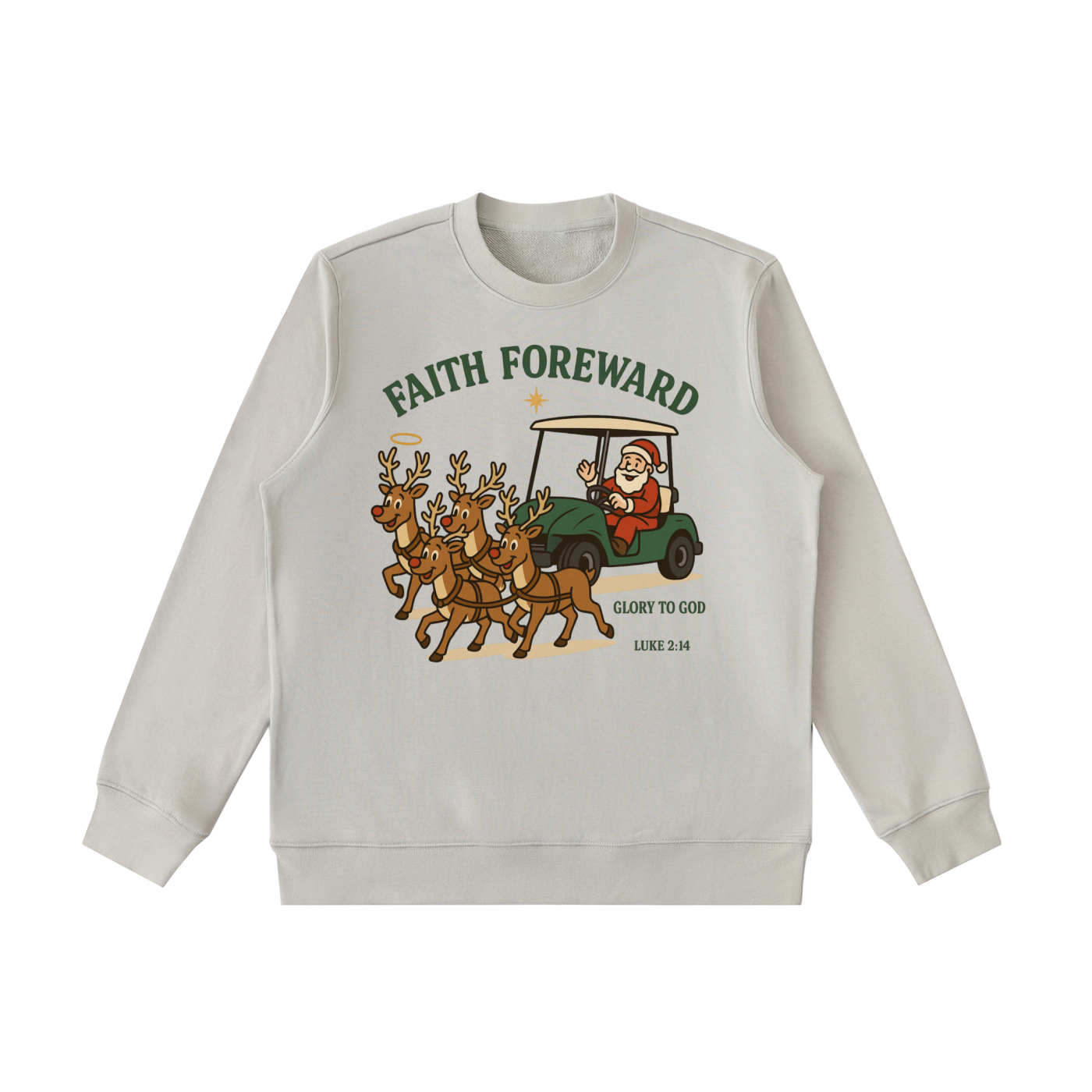 Reindeer Cart Pull | Men's Christian Crewneck